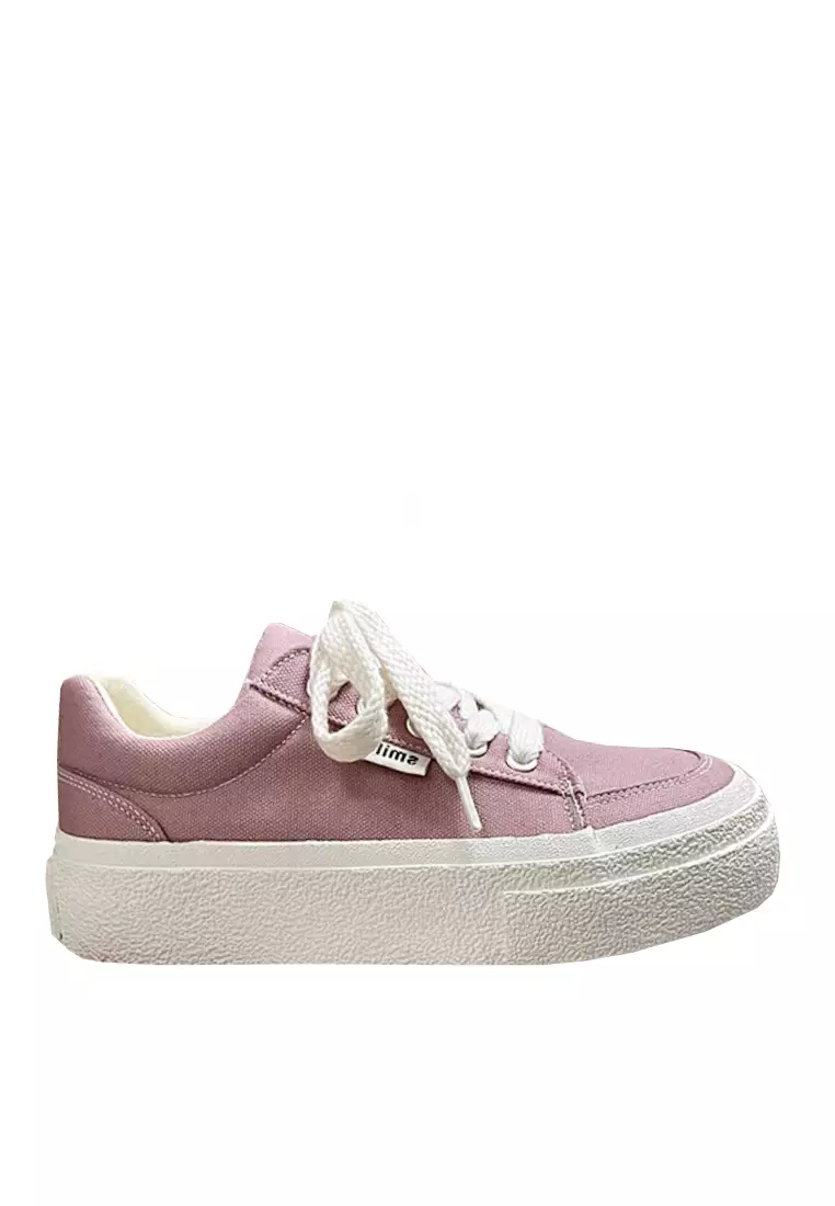 White canvas best sale platform trainers