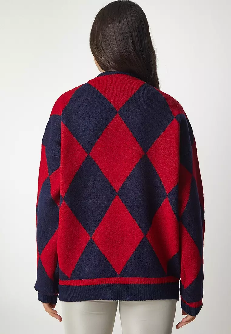 Diamond Pattern Oversized Knitwear Sweater