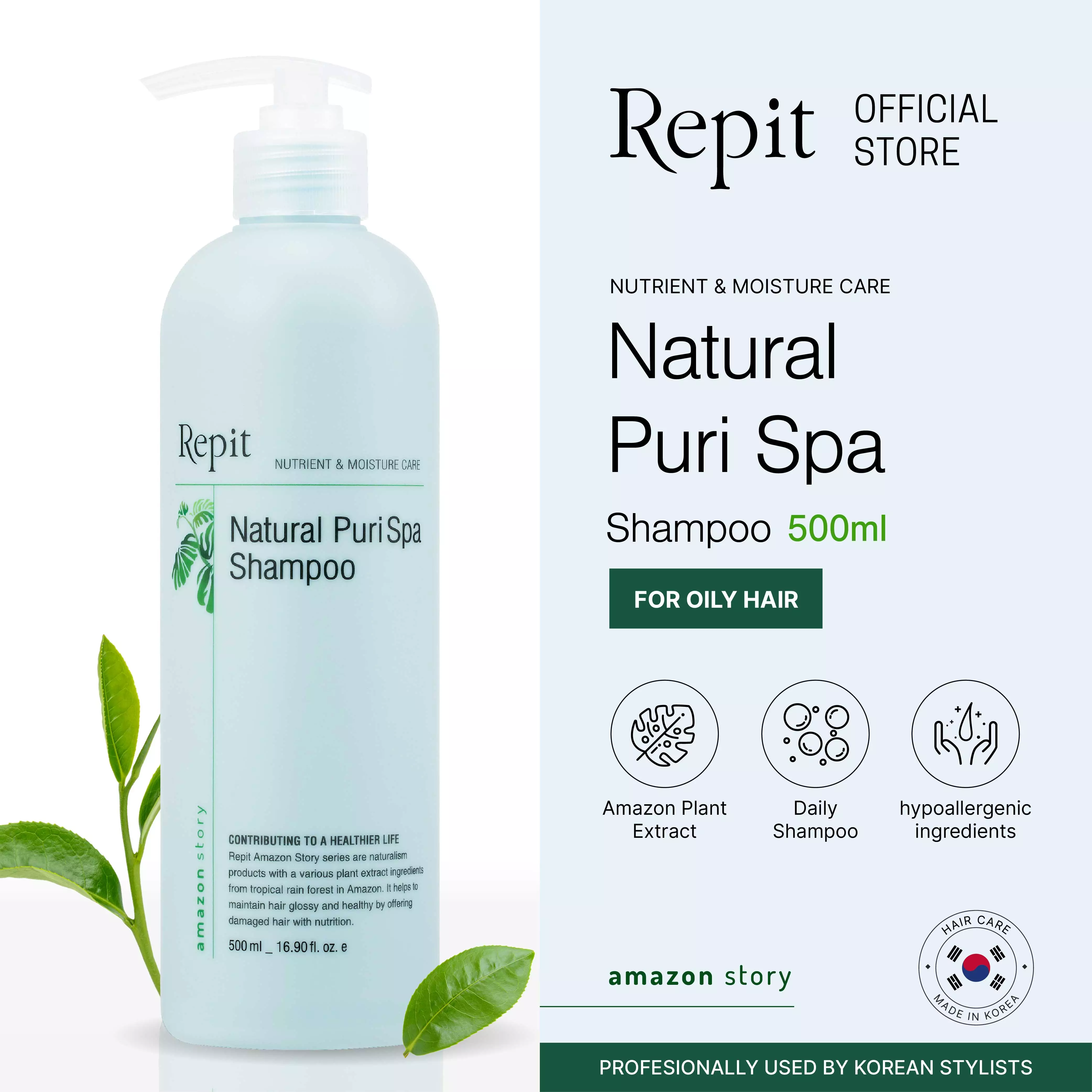Repit Amazon Story Natural Puri Spa Shampoo - Shampoo Mint untuk Rambut Berminyak