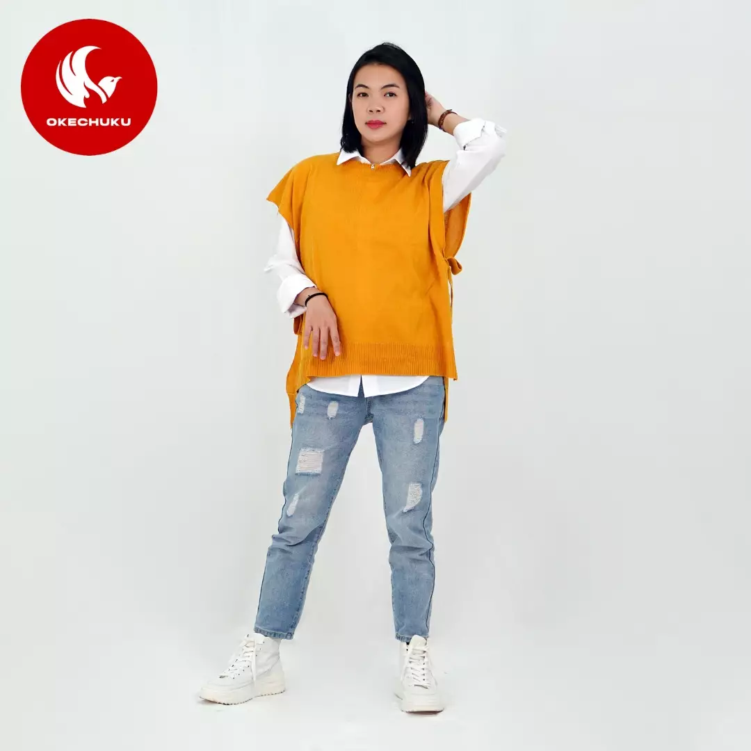 OKECHUKU Andien Knit Vest Korean Style Rompi Rajut Wanita Polos Vest Tali Outer Hijab