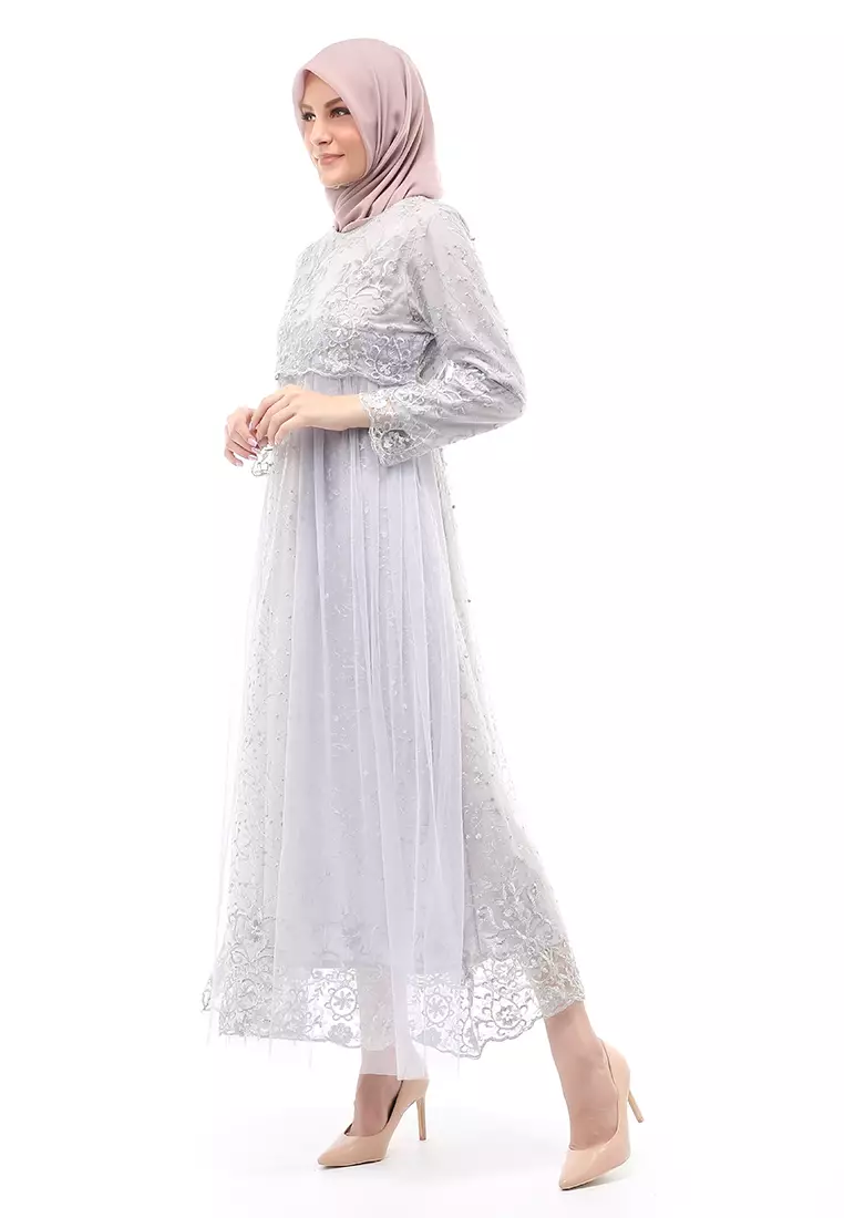 Marlina Gamis Kebaya Muslimah Panjang Motif Polos Long Sleeve Regular Fit