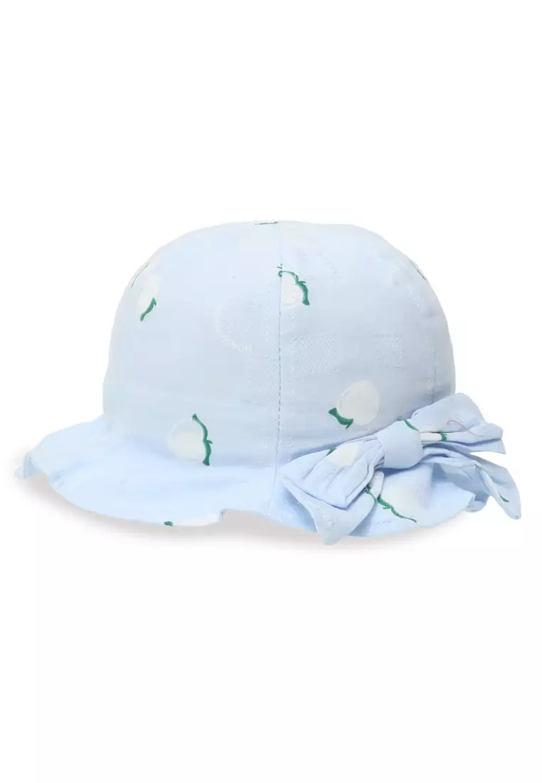 Sierra Topi Bucket Anak Perempuan Model Pita Honey Peach Toddler Hat Material Cotton ORIGINAL - Blue