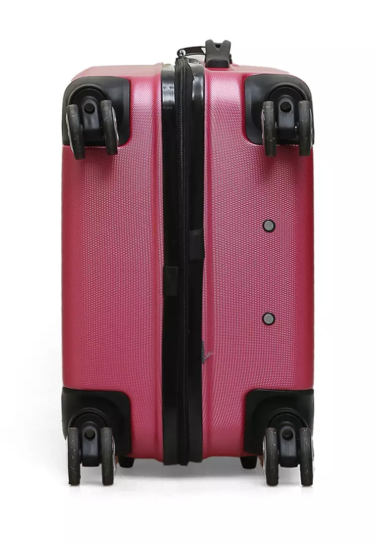Isvara Tas Koper Hardcase One Set Unisex Large Compartment Suitcase Code Lock System Material ABS+PVC Coated ORIGINAL - Red Pink