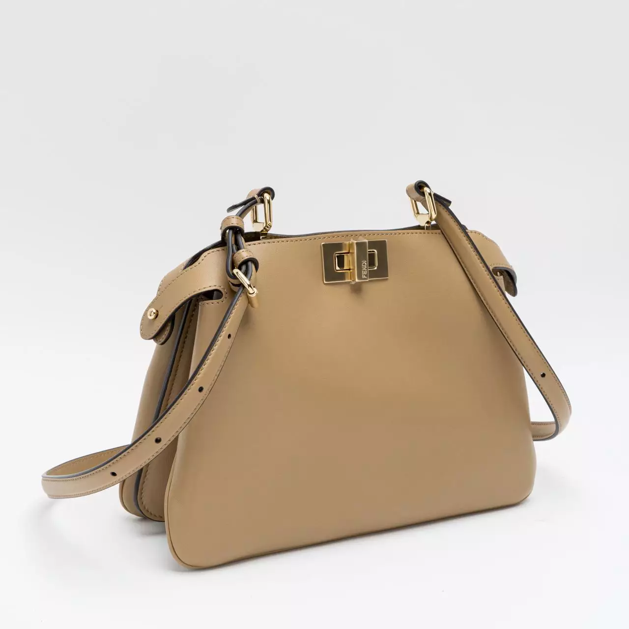 Peekaboo Soft Small Leather Shoulder Bag Cappuccino