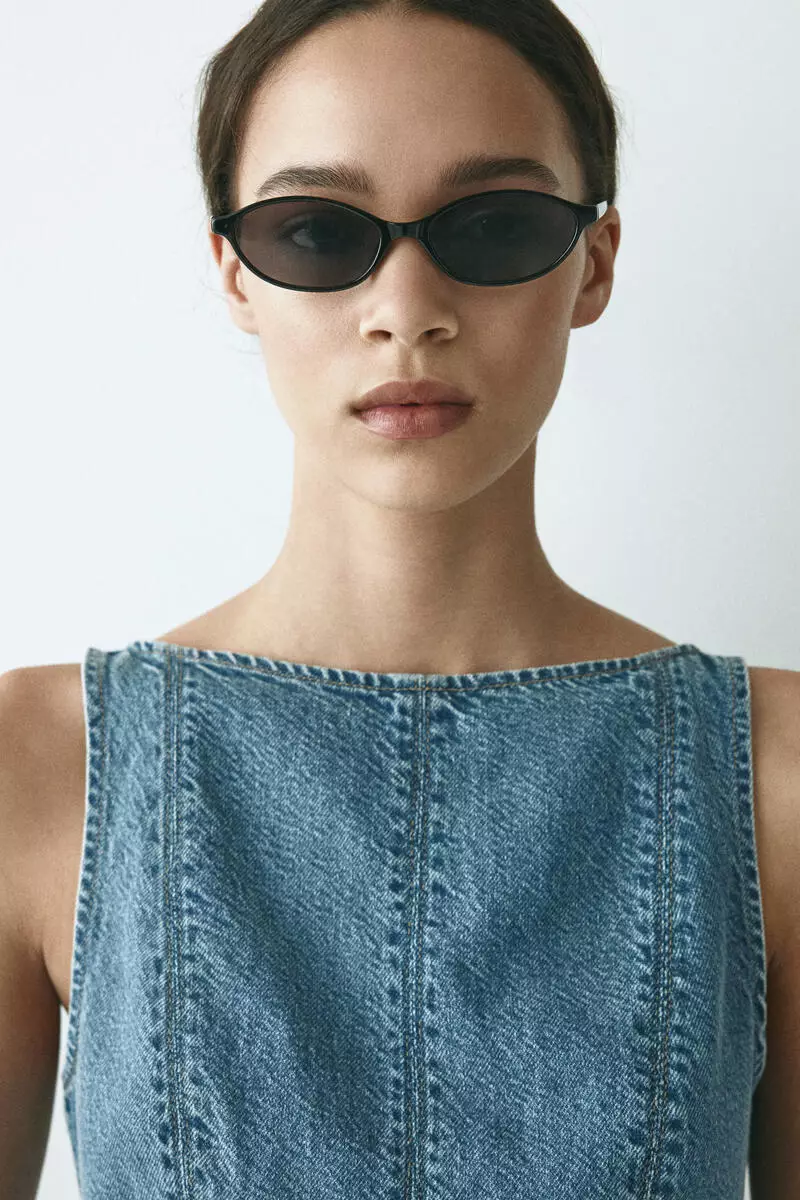 Denim peplum top