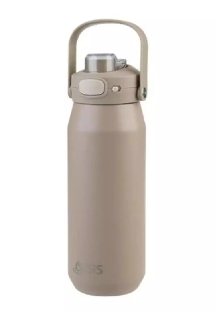 Oasis Ceramic Stainless Steel Triple Wall Capri Quick Release Drink Bottle 750ML - Latte