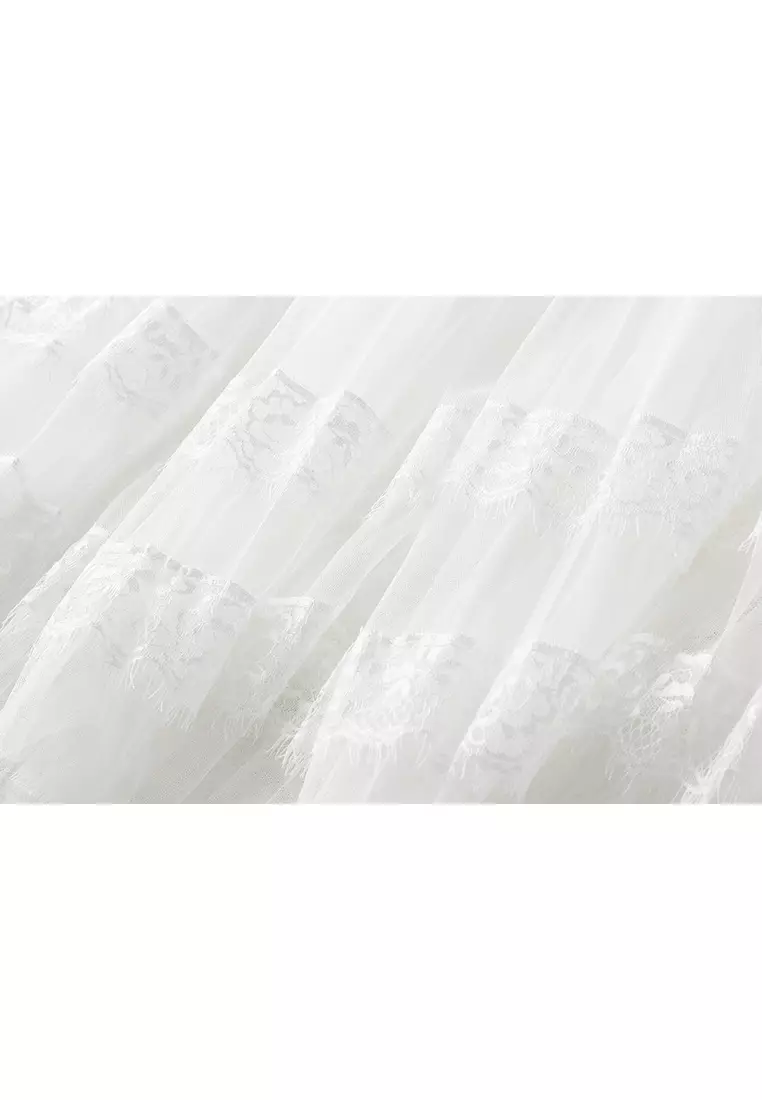 Spring/Summer High Waist Lace Stitching Mesh Skirt AF8585