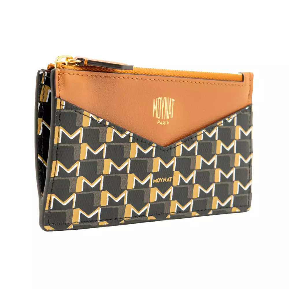 Card Holder Zipper Toile Brown