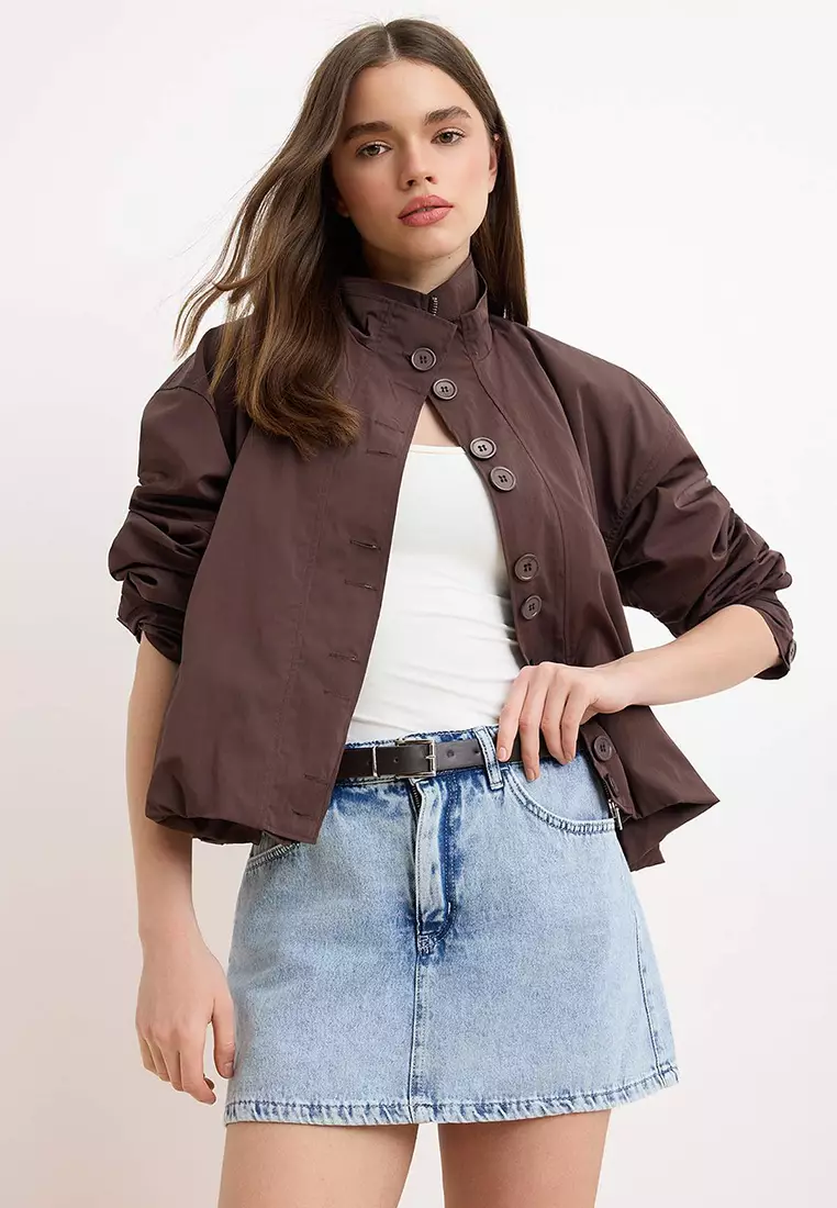 Light Blue Belt Detailed Denim Skirt With Skirt-Like Back Design Twoaw26Sr2