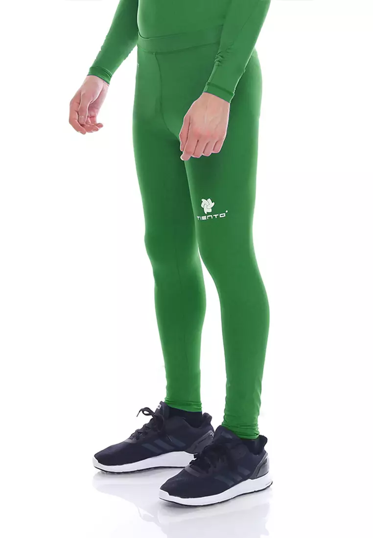 Tiento Baselayer Celana Legging Leging Ketat Olahraga Long Pants Green