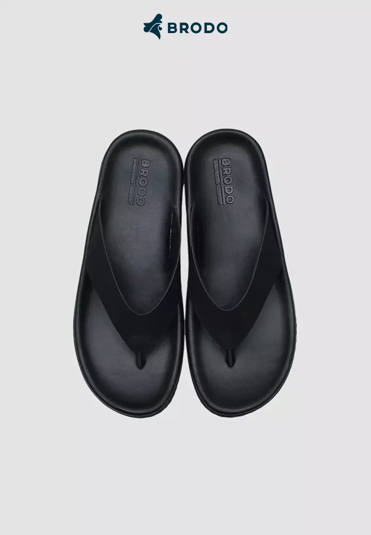BRODO - Sandal Pria Flipper Full Black