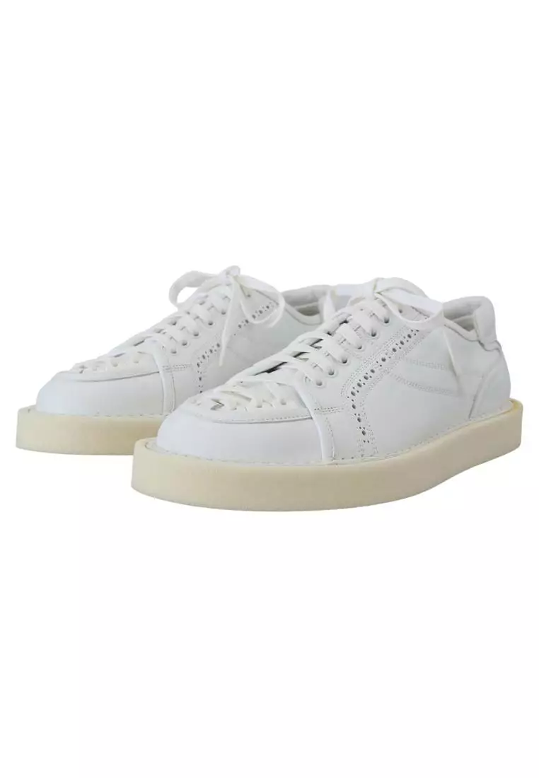 Buy Dolce Gabbana Dolce Gabbana White Leather Low Top Oxford