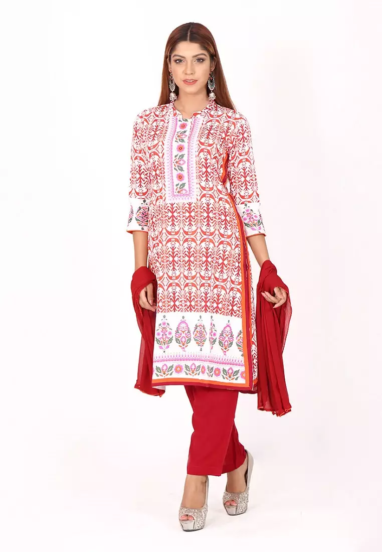 Red cotton salwar top kameez