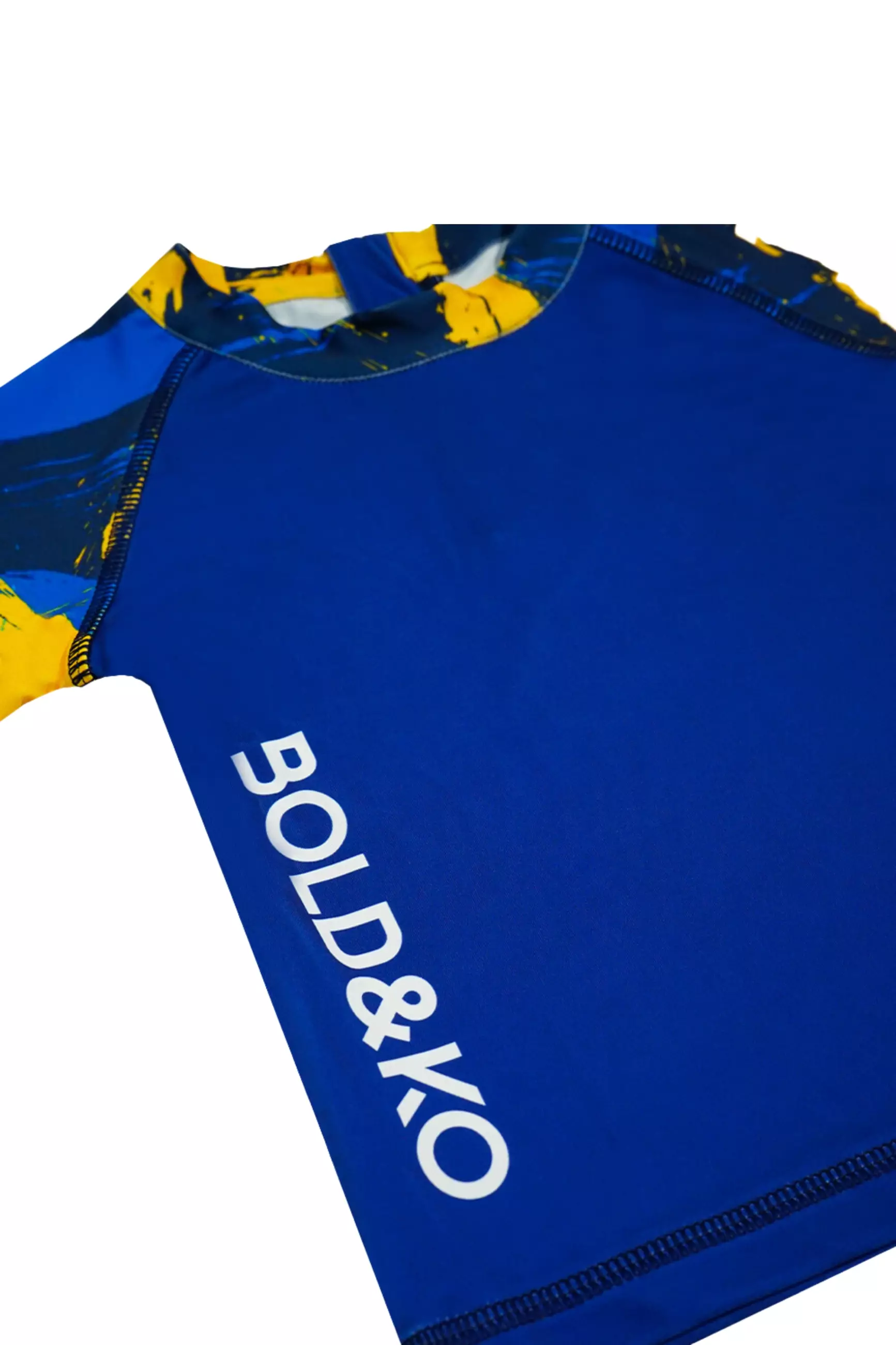 BOLD & KO Rashguard Set In Blue Abstract Kids Swimsuit | Baju Renang Anak