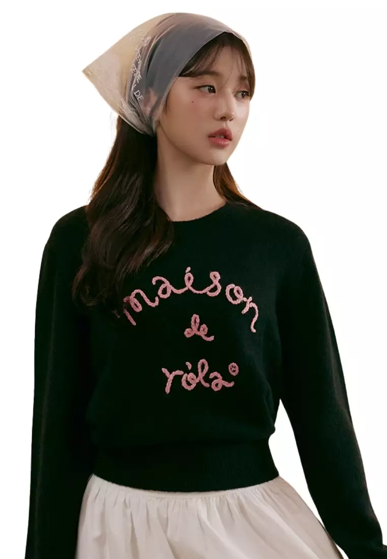 Maison De Rola Embroidery Knit - Black