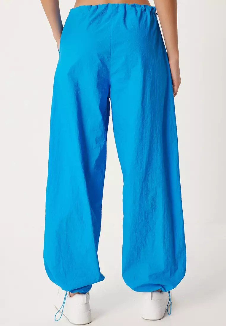 Blue Pocket Parachute Shalwar Pants