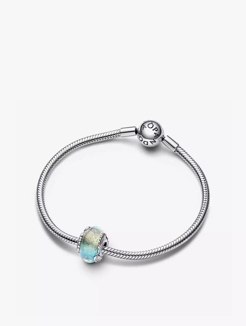 Feather sterling silver charm with pink dichroic multicolor rainbow Murano glass