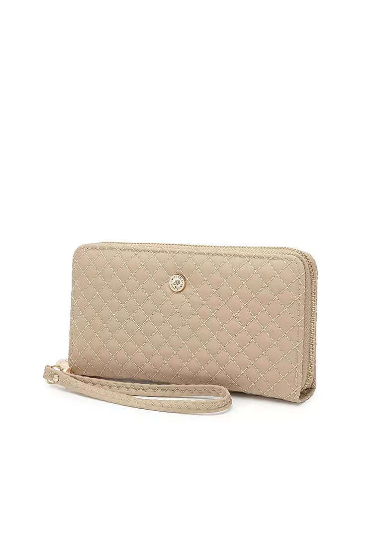 Quilted Long Purse / Wallet - Beige