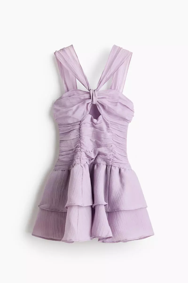 Flared-skirt ruched dress