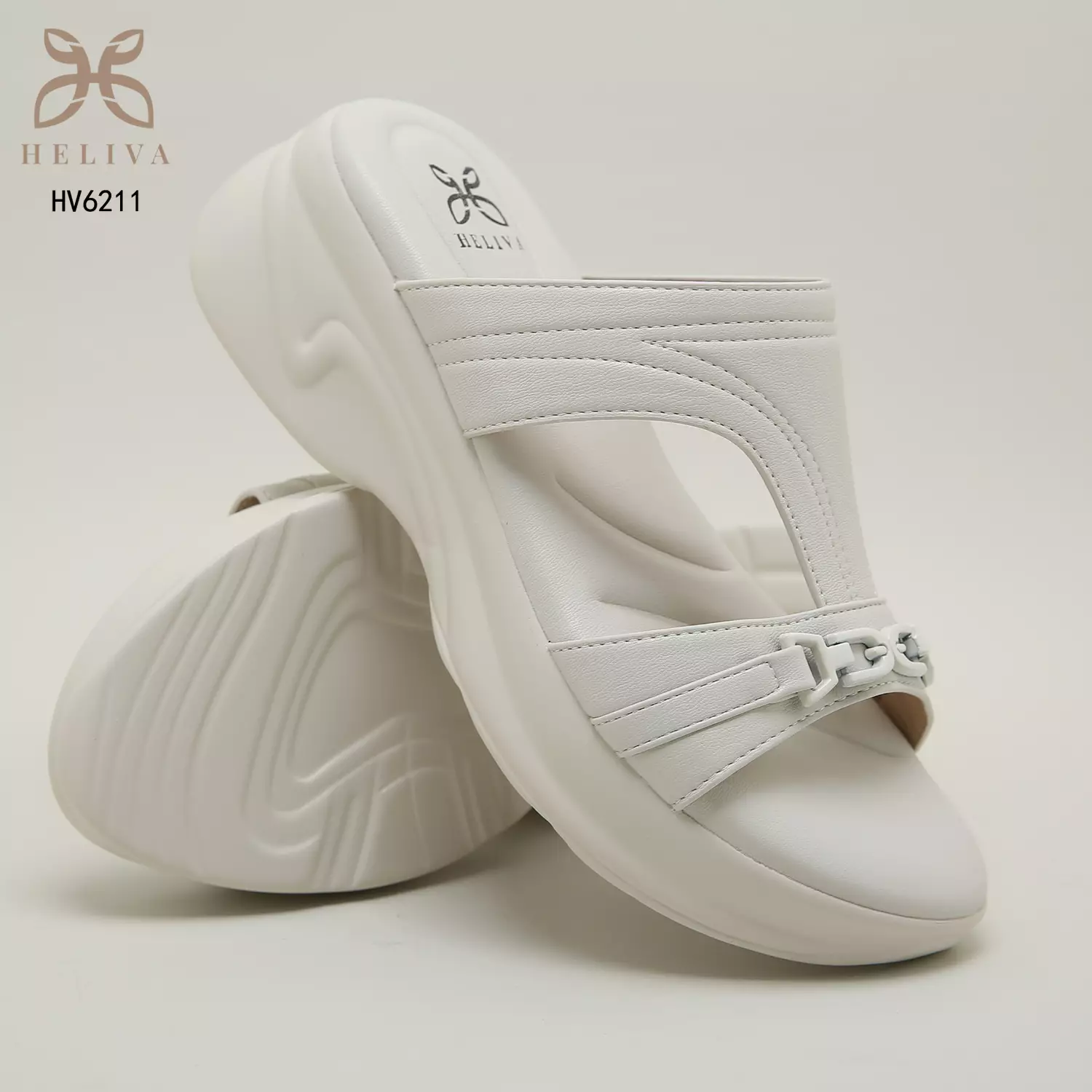 Heliva Joyce Lady Sandals Wedges Double Strap Chain Sol 5cm