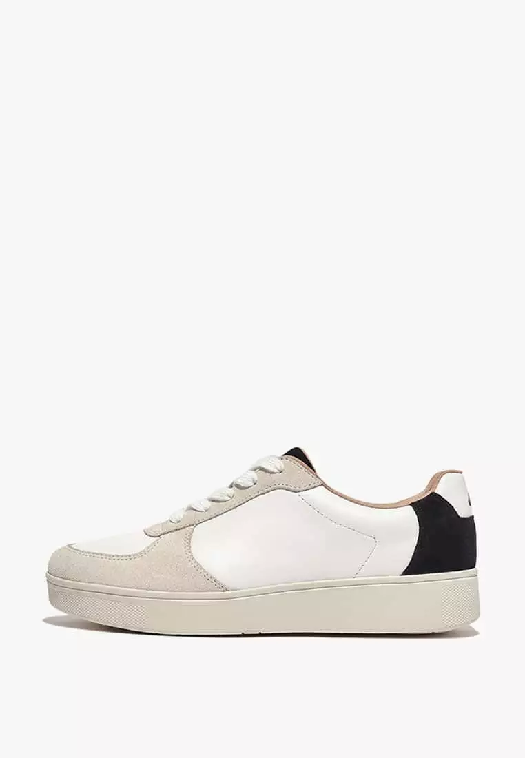 Discount on Fitflop  shoes - SKU: Fitflop Rally Leather/Suede Panel Sneakers - White/Beige