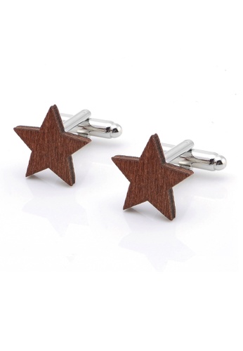 Kings Collection brown Pentagram Mahogany Cufflinks (KC20385) 0DCAFAC276491AGS_1