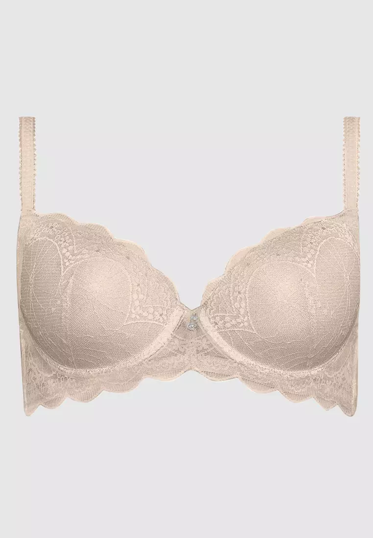 Buy Naturana Lightly Padded Everyday Wired Lace Bra in Nude 2024 Online