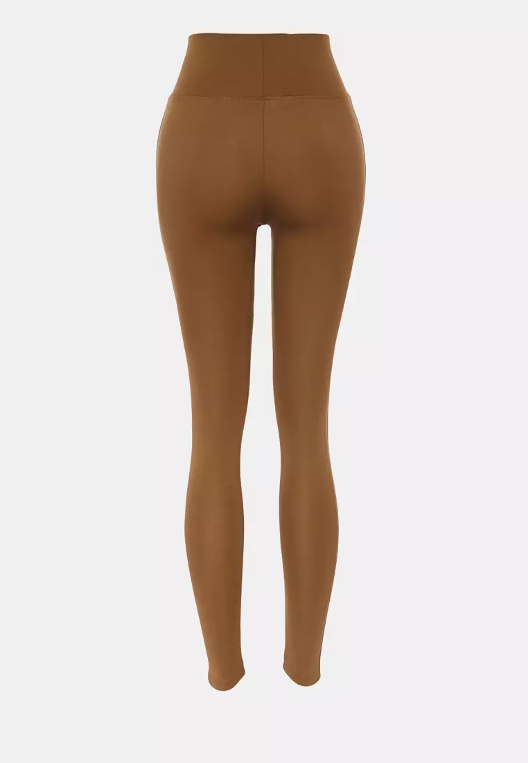 Extra Recovery Full Length Sports Leggings Brown Wide Waist Elastic