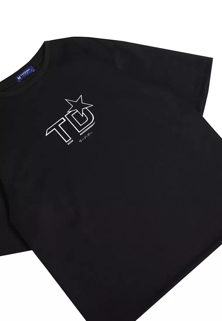 MTU10 Kaos Oversized Estetik Logo TD Bintang Star hitam