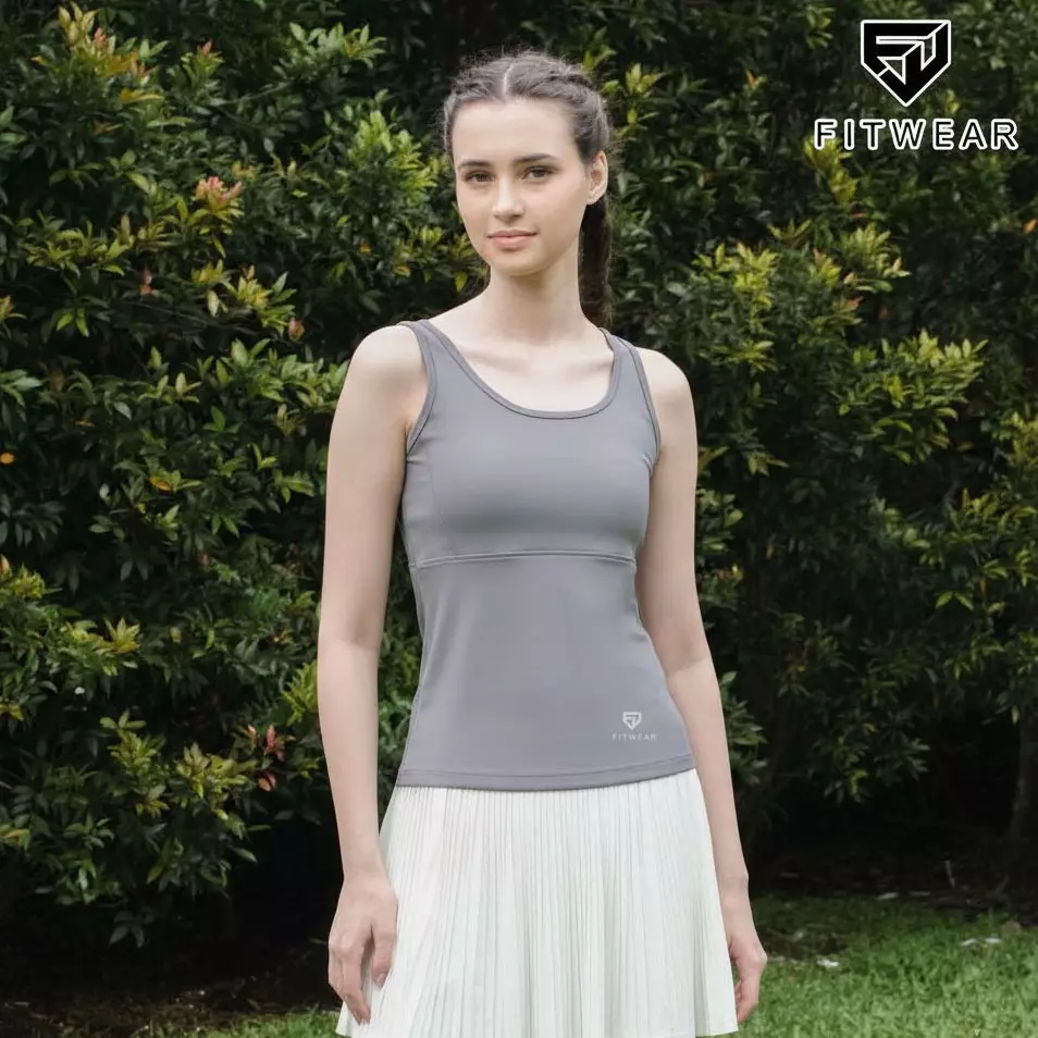 Fitwear Tanktop Olahraga Wanita VIVIAN BACKMESH SLIMFIT - GRAY