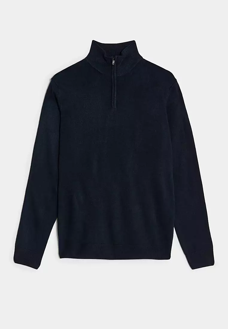 Cashmilon™ High Neck Half Zip Jumper
