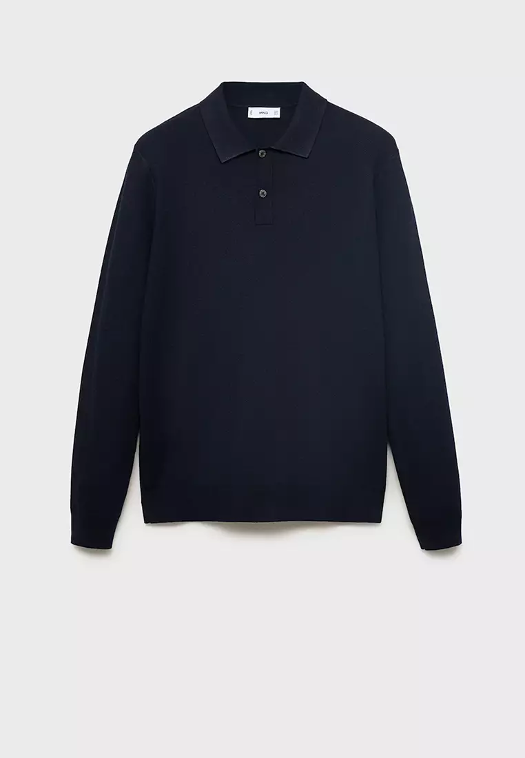 Micro-Structured Cotton Polo Shirt