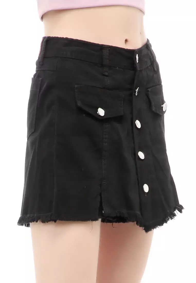 Madoc Short Skirt Pants Rok Celana Pendek Kasual Wanita Stylish Material Denim ORIGINAL - Black