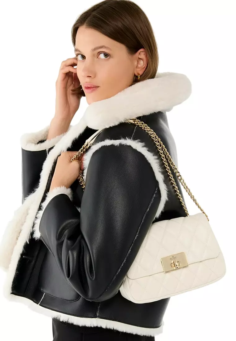 Carey Quilted Small Flap Crossbody - White