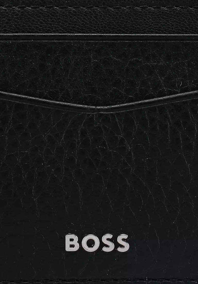 Logo Lettering Grained Leather Money Clip - BOSS Business