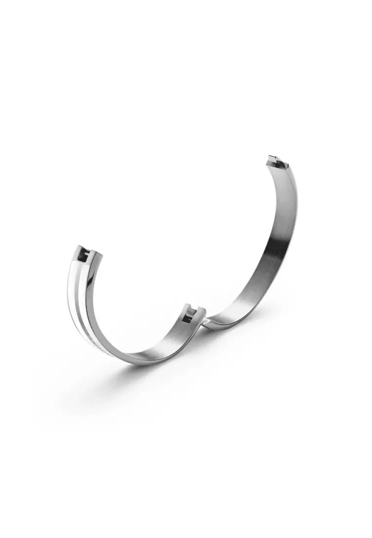 Emalie Infinite White Silver - DW OFFICIAL - Stainless steel Enamel cuff gelang tangan for women and men