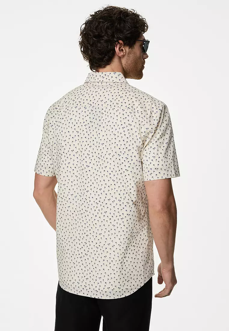 Easy Iron Pure Cotton Geometric Print Shirt