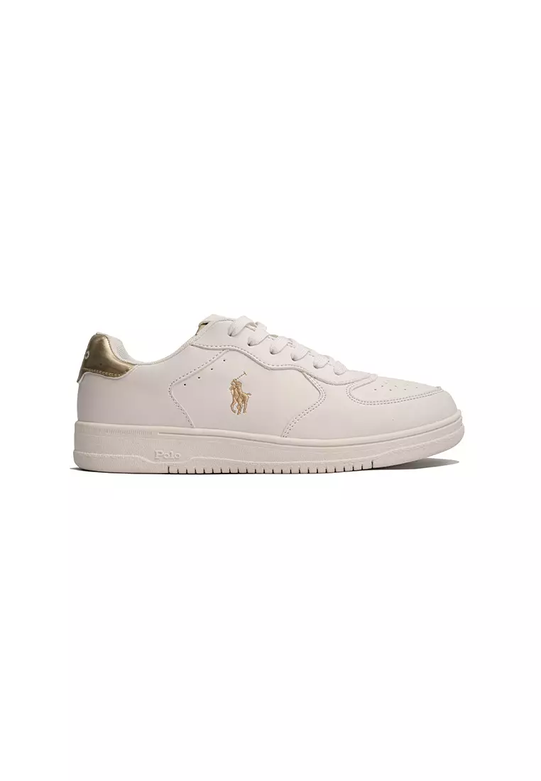 Discount on Polo Ralph Lauren  shoes - SKU: Masters Court Sneaker-White/Gold (124810)