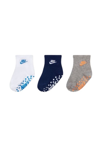 Nike blue Nike Boy's 3 Pack Grip Ankle Socks (2 - 4 Years) - Pacific Blue 150F3KA1CA9AB5GS_1