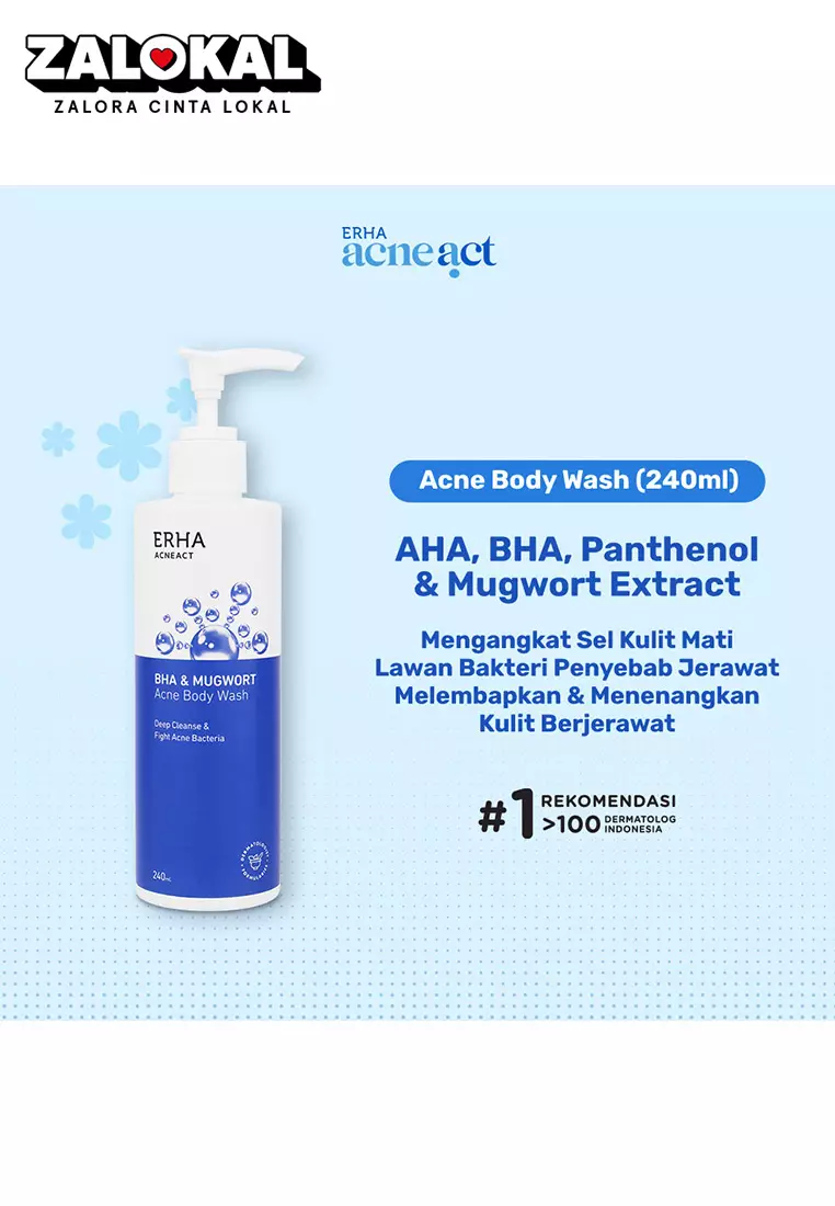 ERHA Acneact Body Wash BHA & Mugworth 240 ml - Sabun Badan Jerawat Punggung | BHA | Sulfur