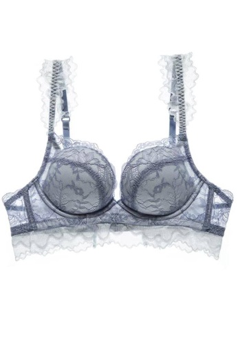 QuestChic white and purple and multi Dashelle Soft Lace Non-Wired Push-Up Bra 6647FUS33A3967GS_1