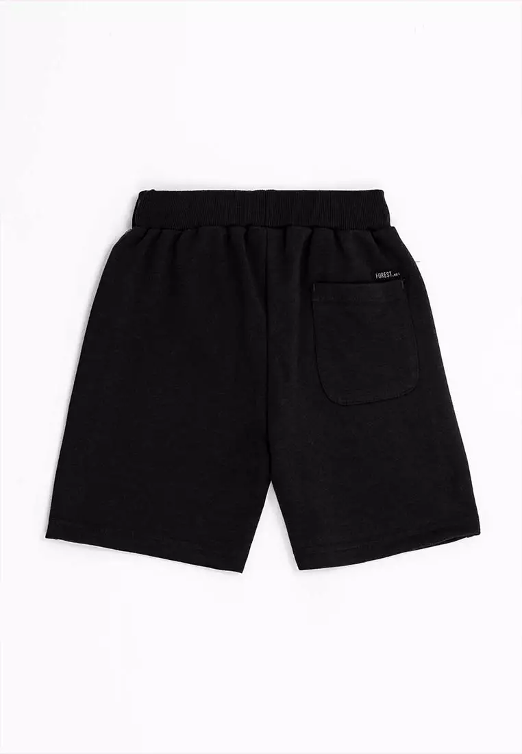 Forest Kids Unisex Cotton Terry Boy Girl Short Pants Kids l Seluar Pendek Budak Lelaki Perempuan - FK6504 - 01Black