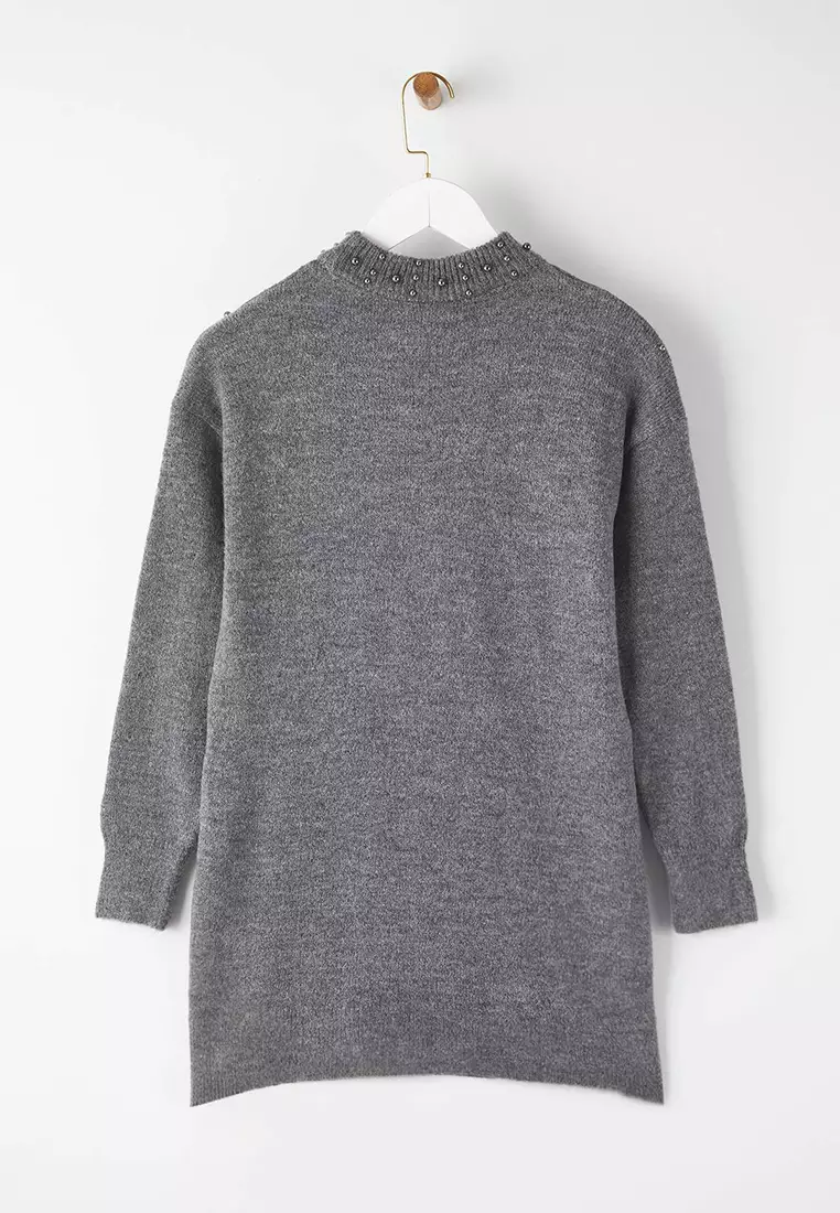 Metal Pearls Detailed Knitted Sweater