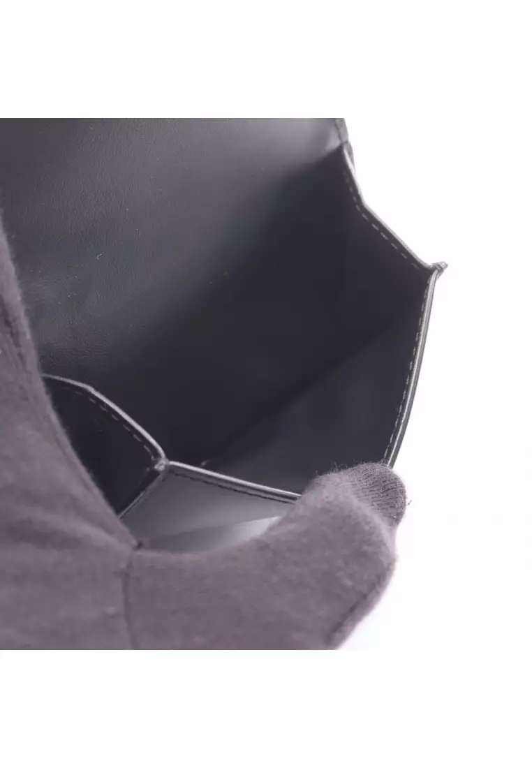 Pre-Loved BOTTEGA VENETA Intrecciato trifold wallet leather black