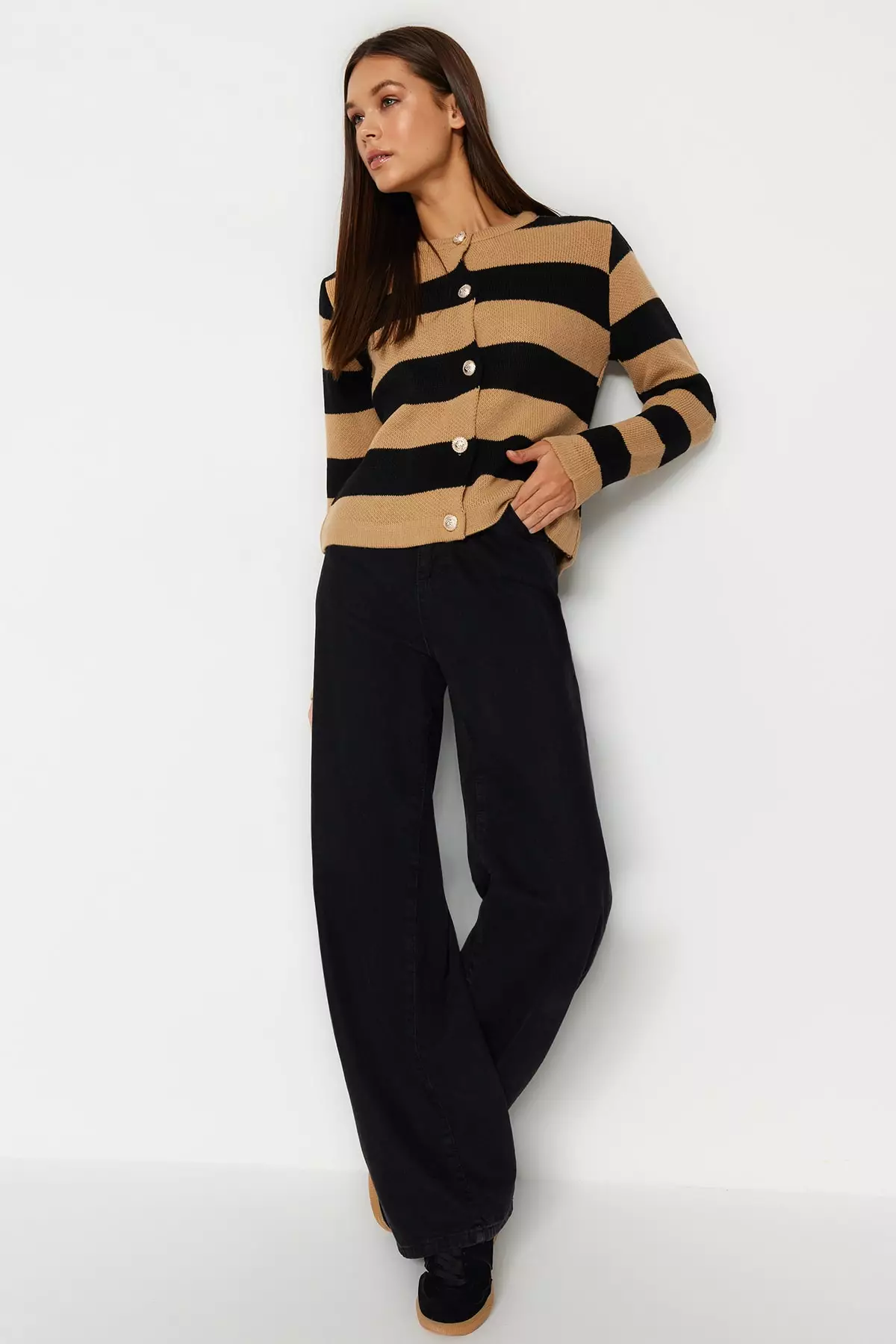 Striped Basic Knitwear Cardigan