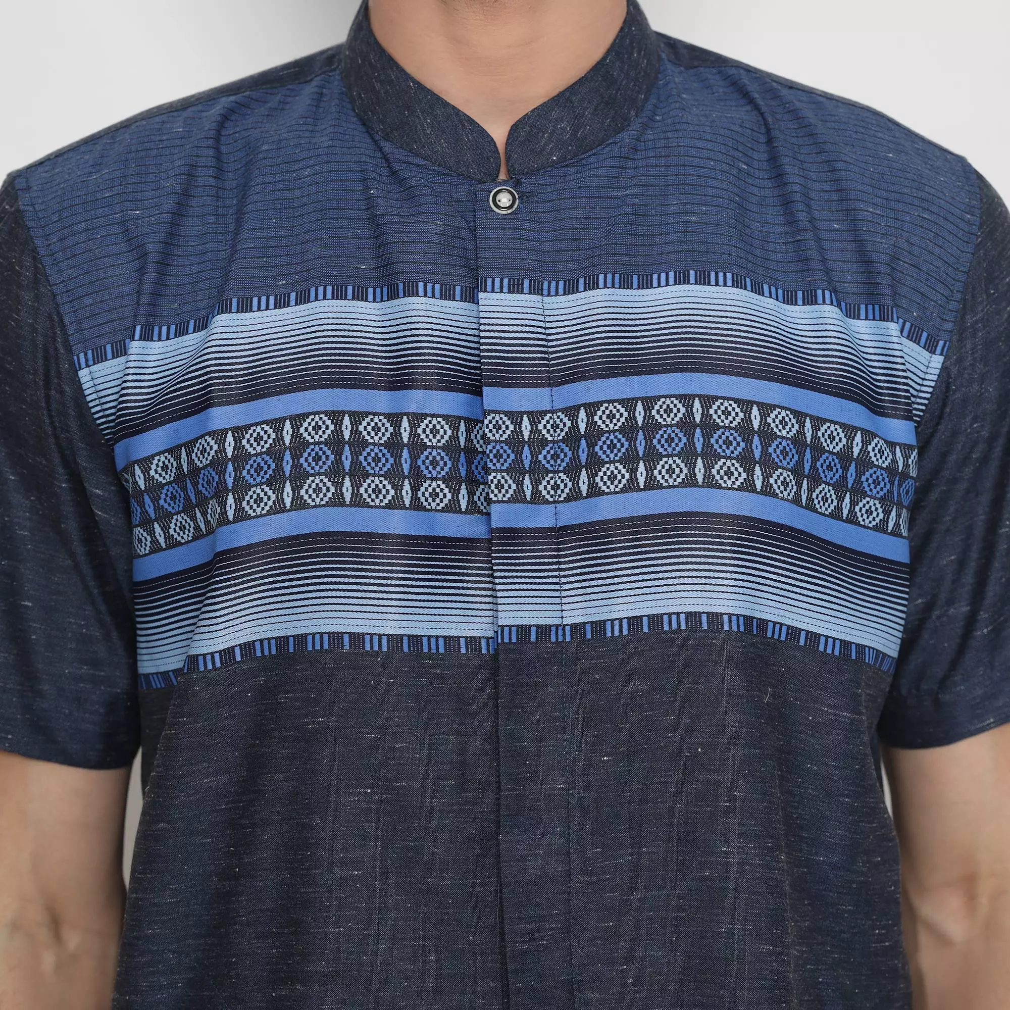 Platini Kemeja Pria Koko Shanghai Lengan Pendek Katun Navy 931282