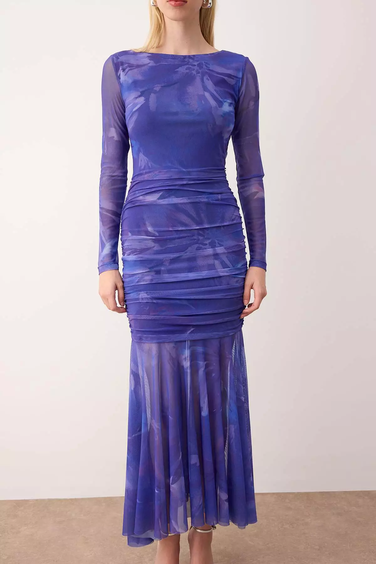 Purple Multicolored Fitted Tulle Knitted Evening Prom Dress