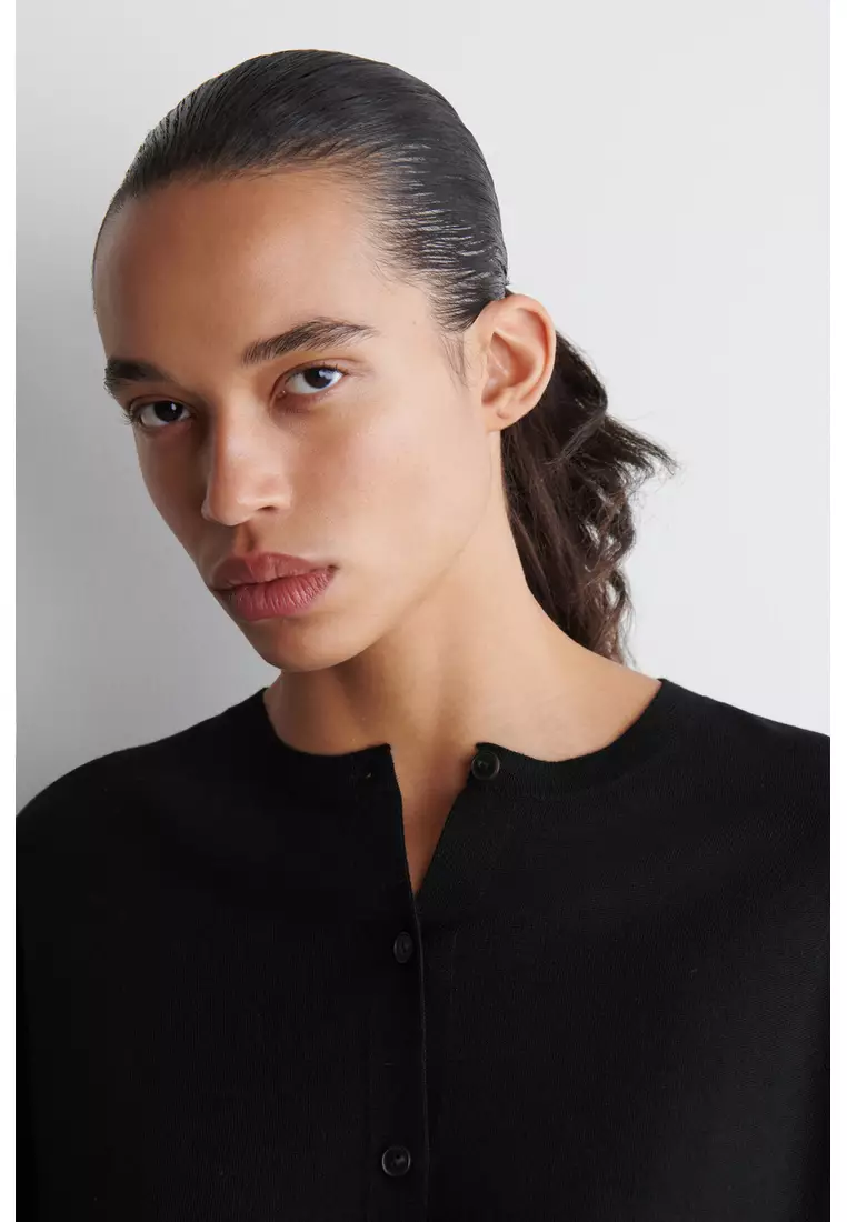 CIRCLE-CUT MERINO WOOL CARDIGAN