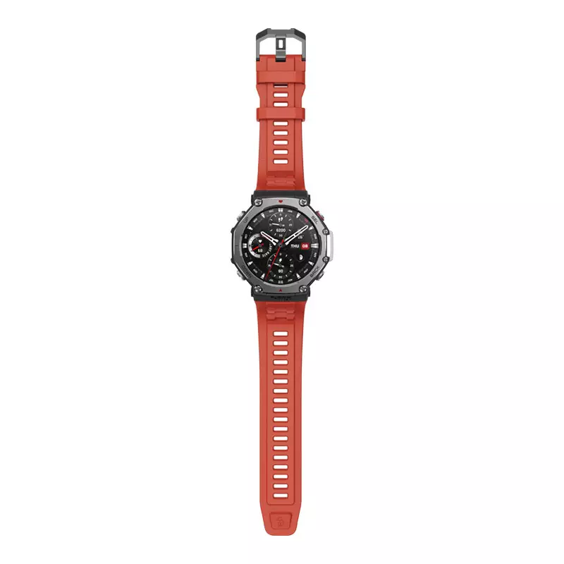 Jam Tangan Unisex Amazfit T-Rex 3 Lava W2323GL3N Smartwatch 48mm 1.5 Inch AMOLED Screen GPS SpO2 Orange Silicone Strap