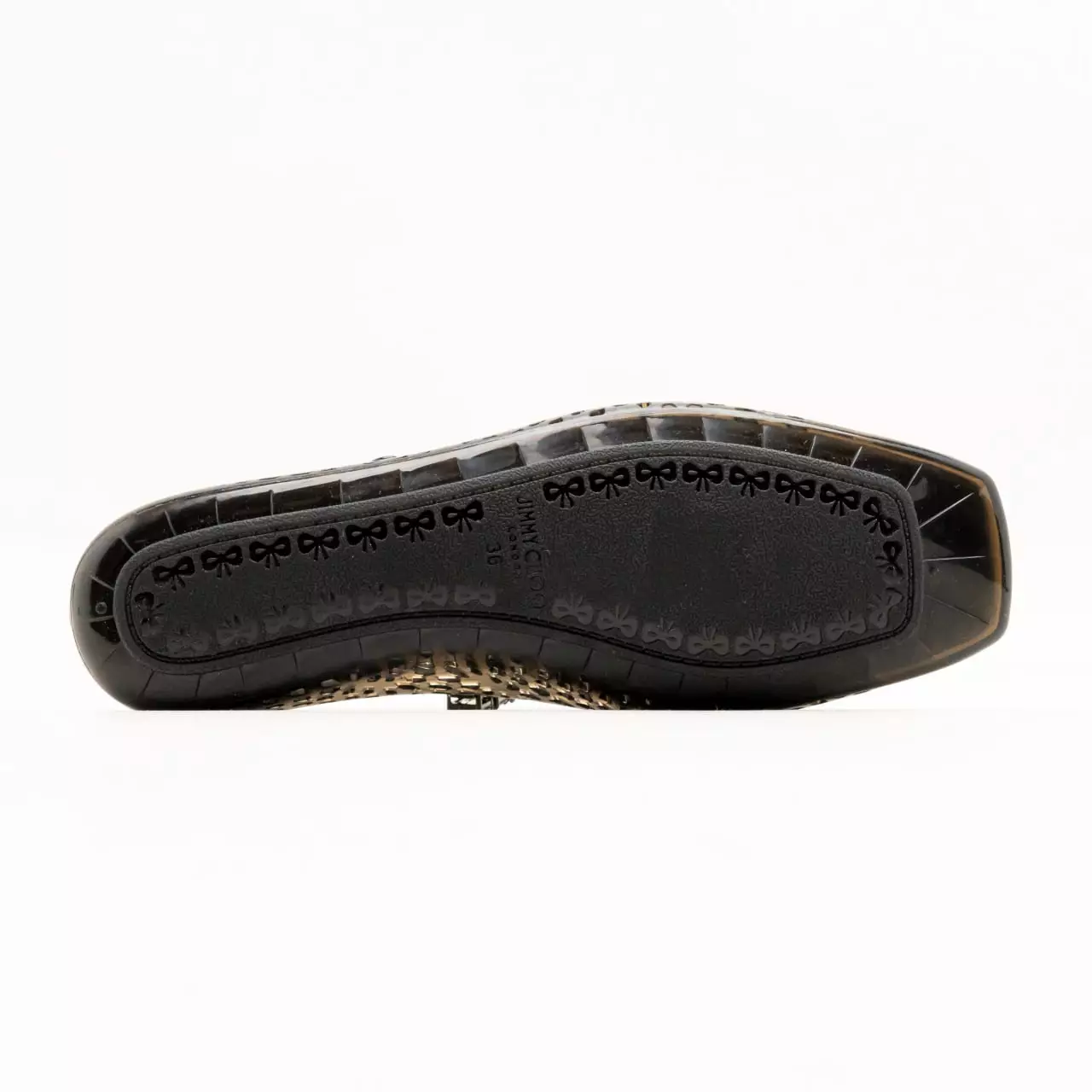 [4.4PRIL KEJUTAN HARGA] The Jelly Ballerina Flats with Crystal Embellishment Black/Smoke